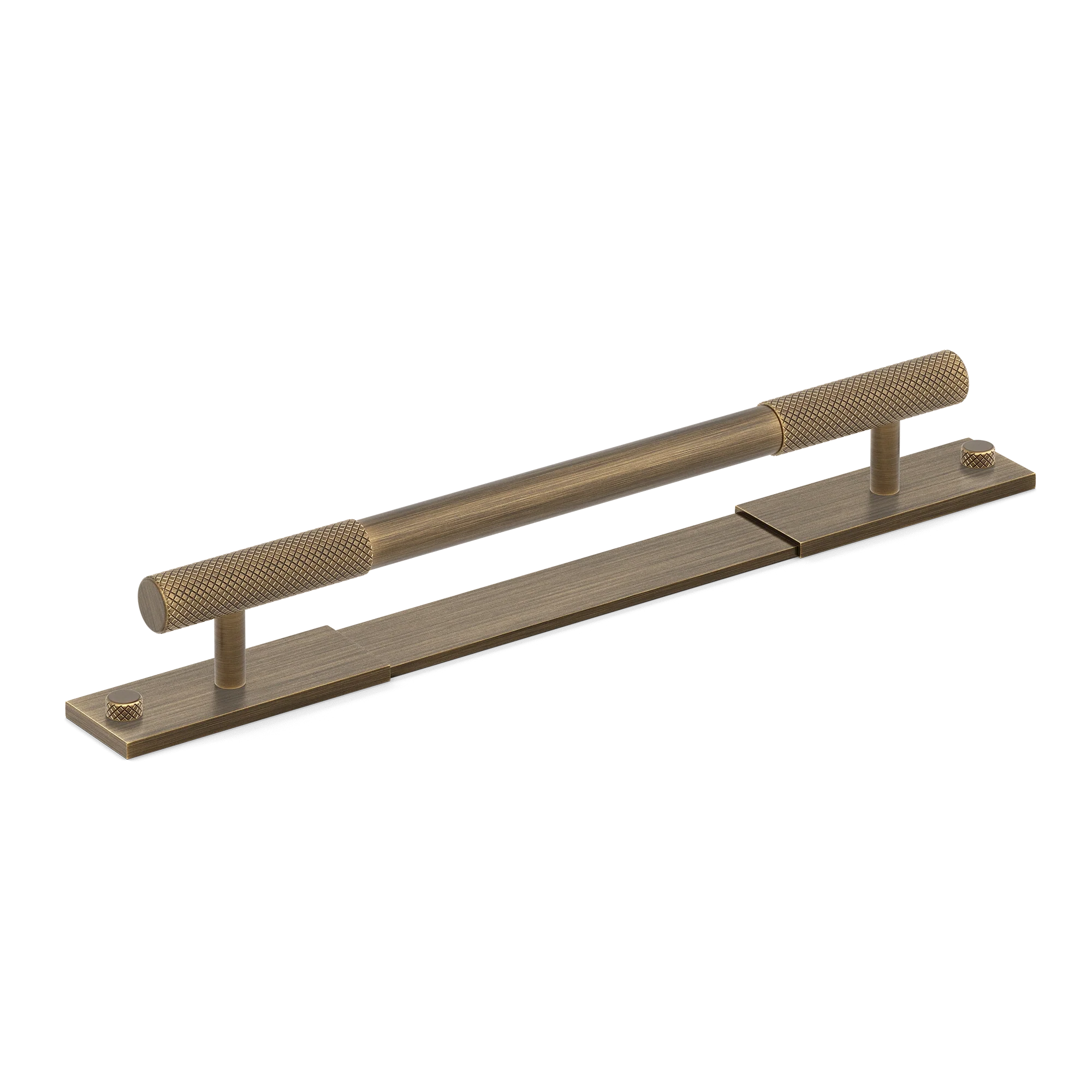 Armac Martin MIX Diamond Knurled Pull Handle & Backplate in 128mm / Satin Antique Satin Lacquered