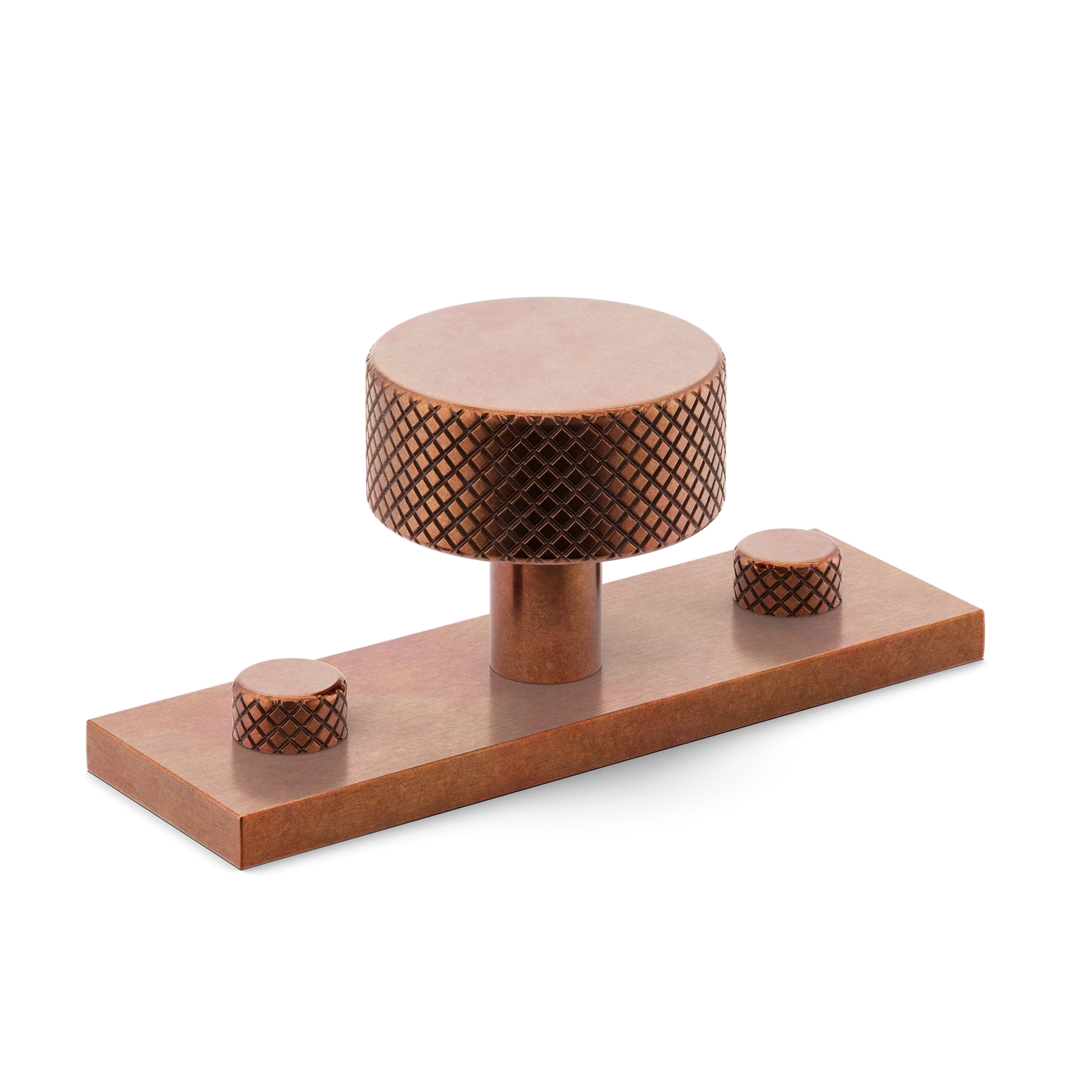 Armac Martin MIX Diamond Knurled Cabinet Knob & Backplate in 54mm / Aged Copper