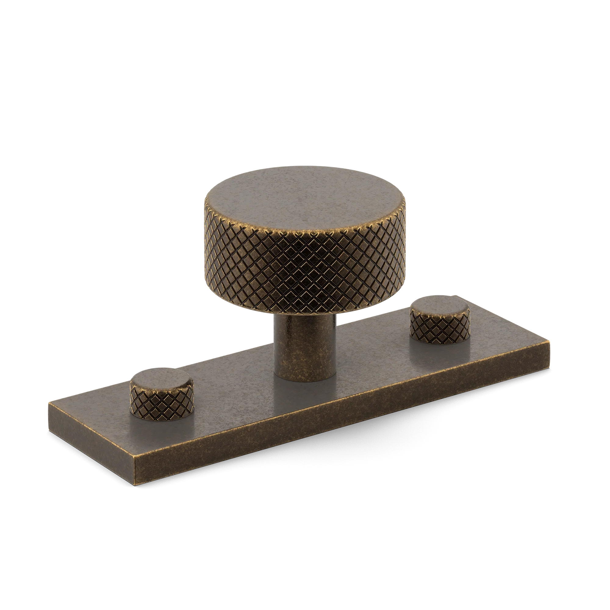Armac Martin MIX Diamond Knurled Cabinet Knob & Backplate in 54mm / Dark Aged Brass