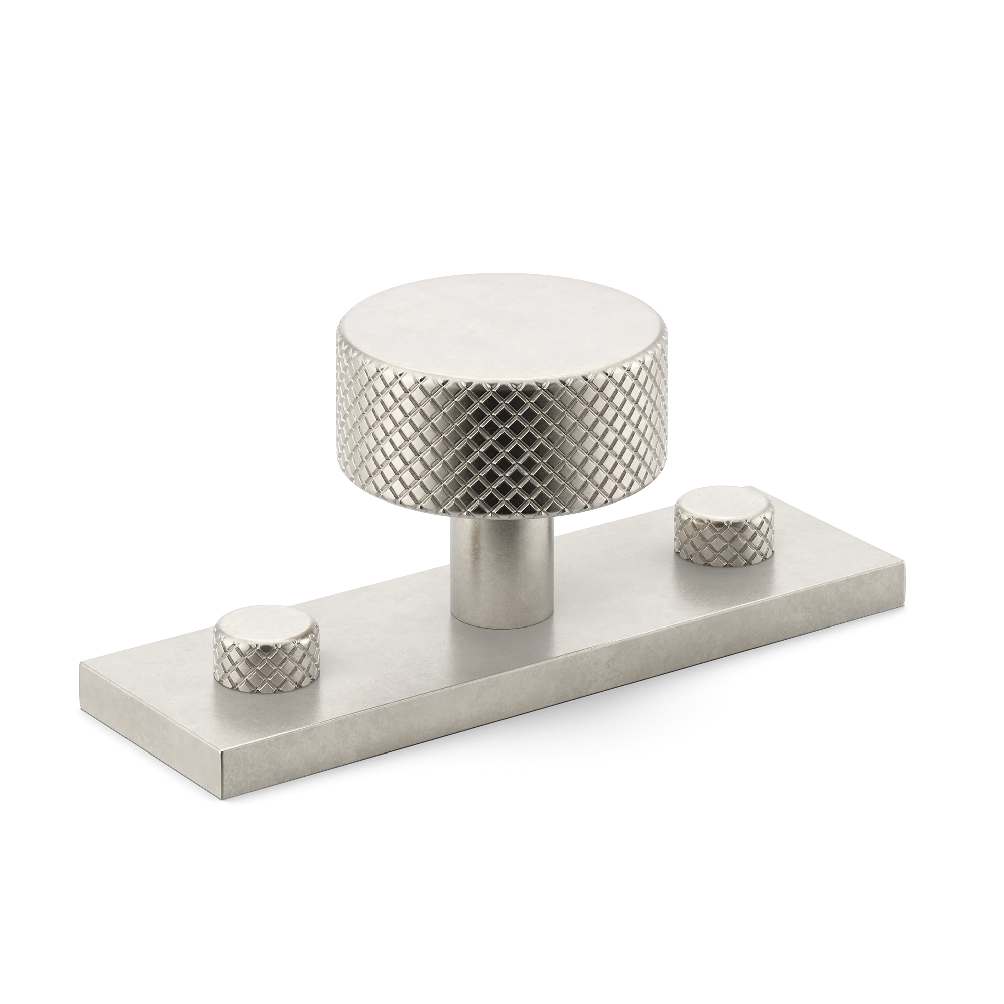 Armac Martin MIX Diamond Knurled Cabinet Knob & Backplate in 54mm / Barrelled Nickel Plate