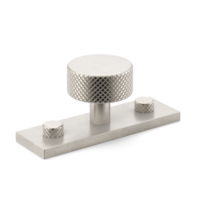 Armac Martin MIX Diamond Knurled Cabinet Knob & Backplate in 54mm / Barrelled Nickel Plate