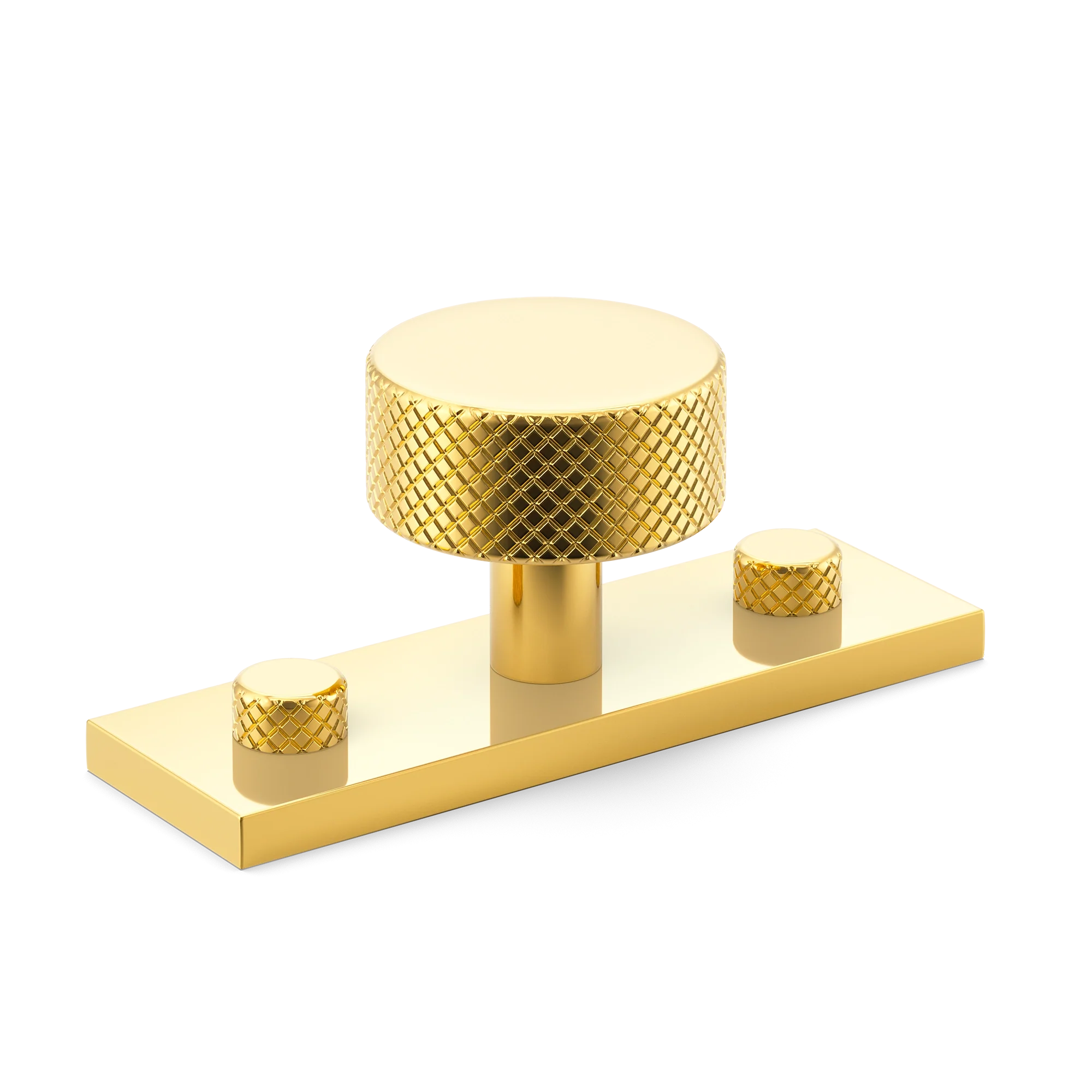 Armac Martin MIX Diamond Knurled Cabinet Knob & Backplate in 54mm / Polished Brass Lacquered