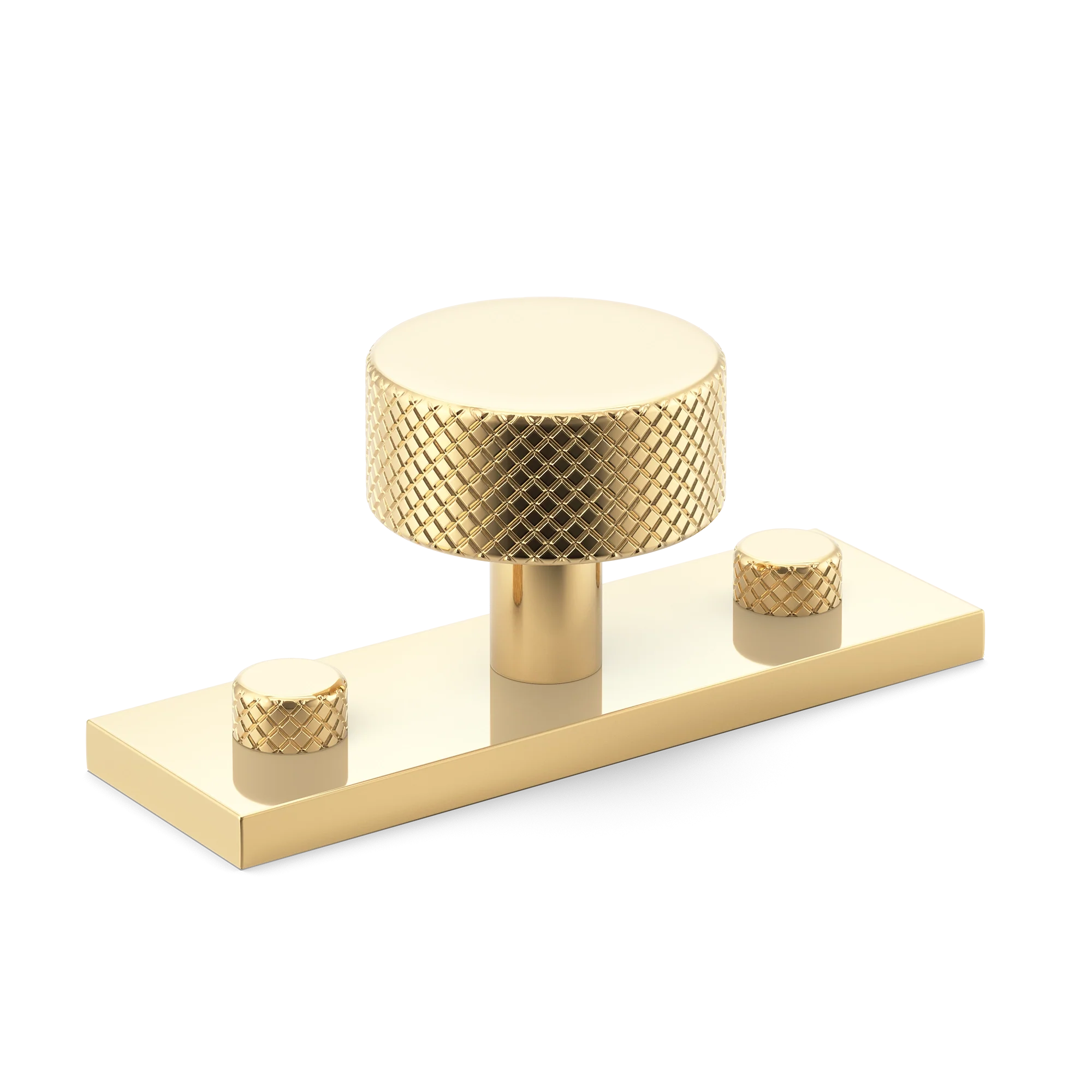 Armac Martin MIX Diamond Knurled Cabinet Knob & Backplate in 54mm / Polished Brass Unlacquered