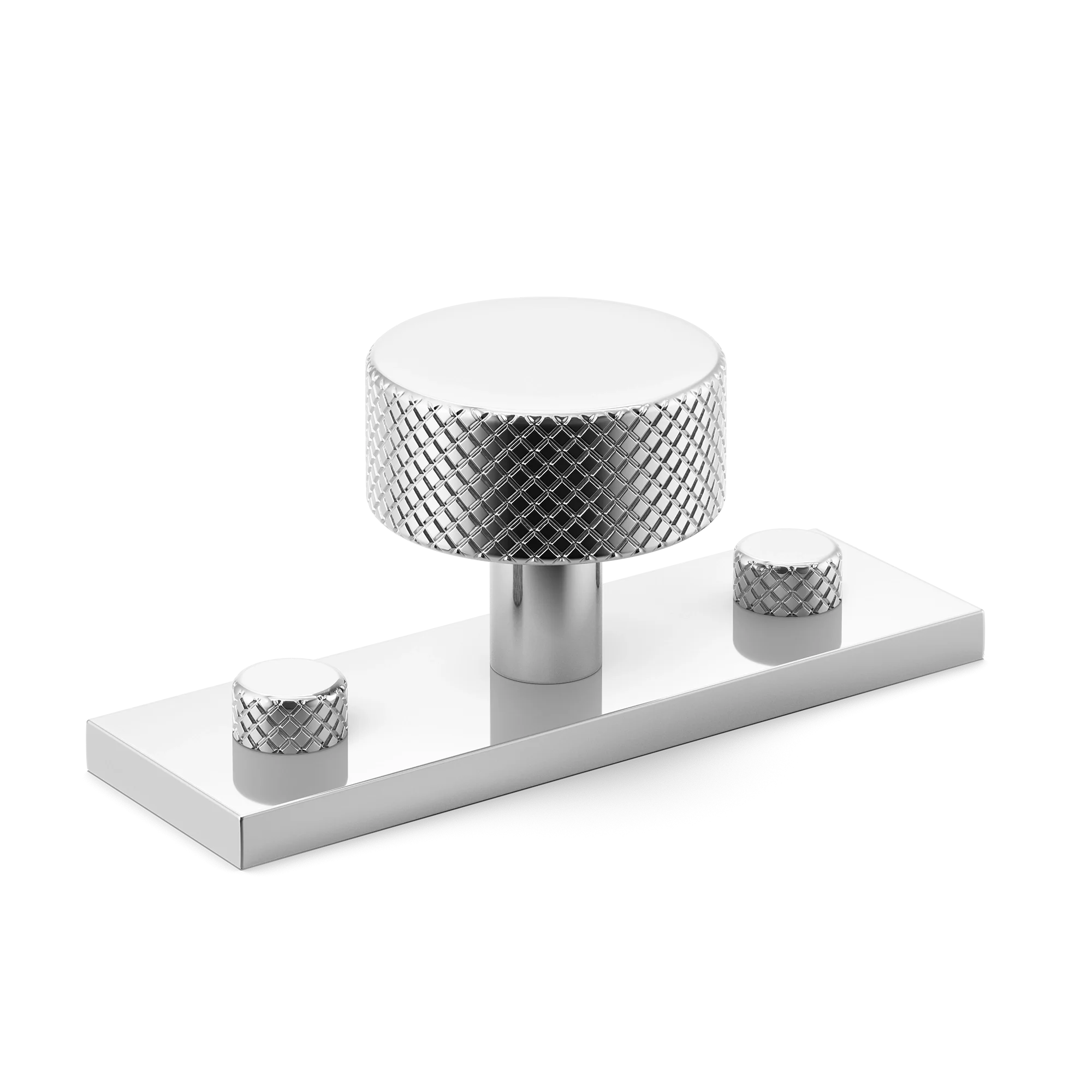 Armac Martin MIX Diamond Knurled Cabinet Knob & Backplate in 54mm / Polished Chrome Plate