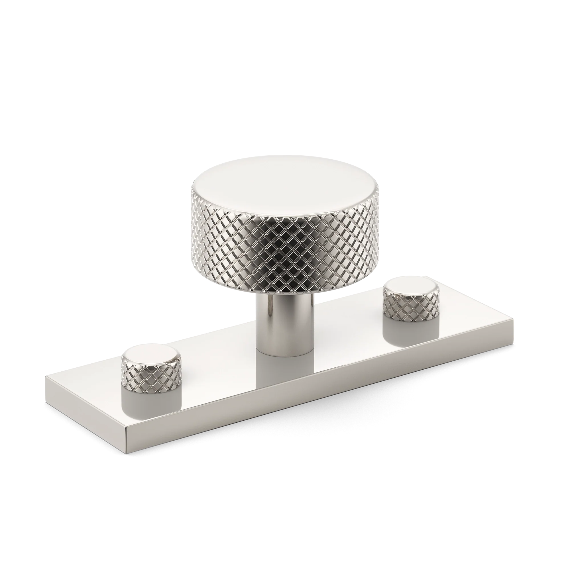 Armac Martin MIX Diamond Knurled Cabinet Knob & Backplate in 54mm / Polished Nickel Plate