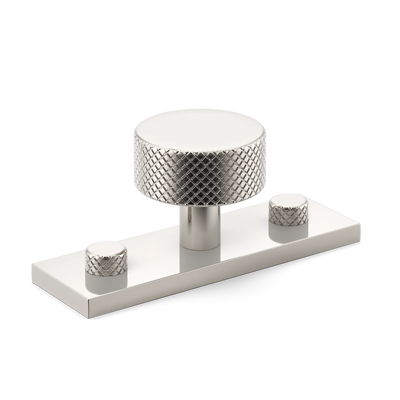 Armac Martin MIX Diamond Knurled Cabinet Knob & Backplate in 54mm / Polished Nickel Plate