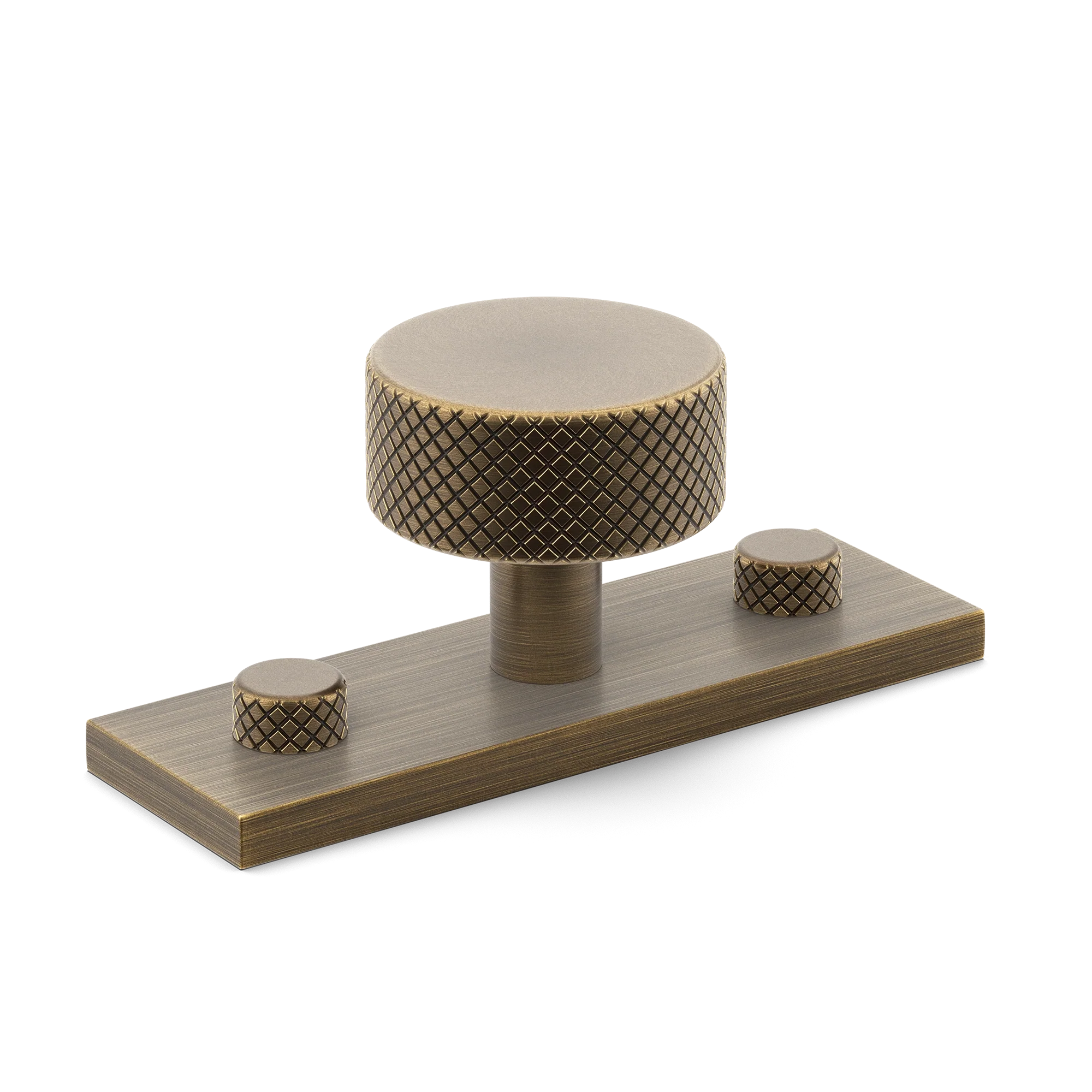 Armac Martin MIX Diamond Knurled Cabinet Knob & Backplate in 54mm / Satin Antique Satin Lacquered