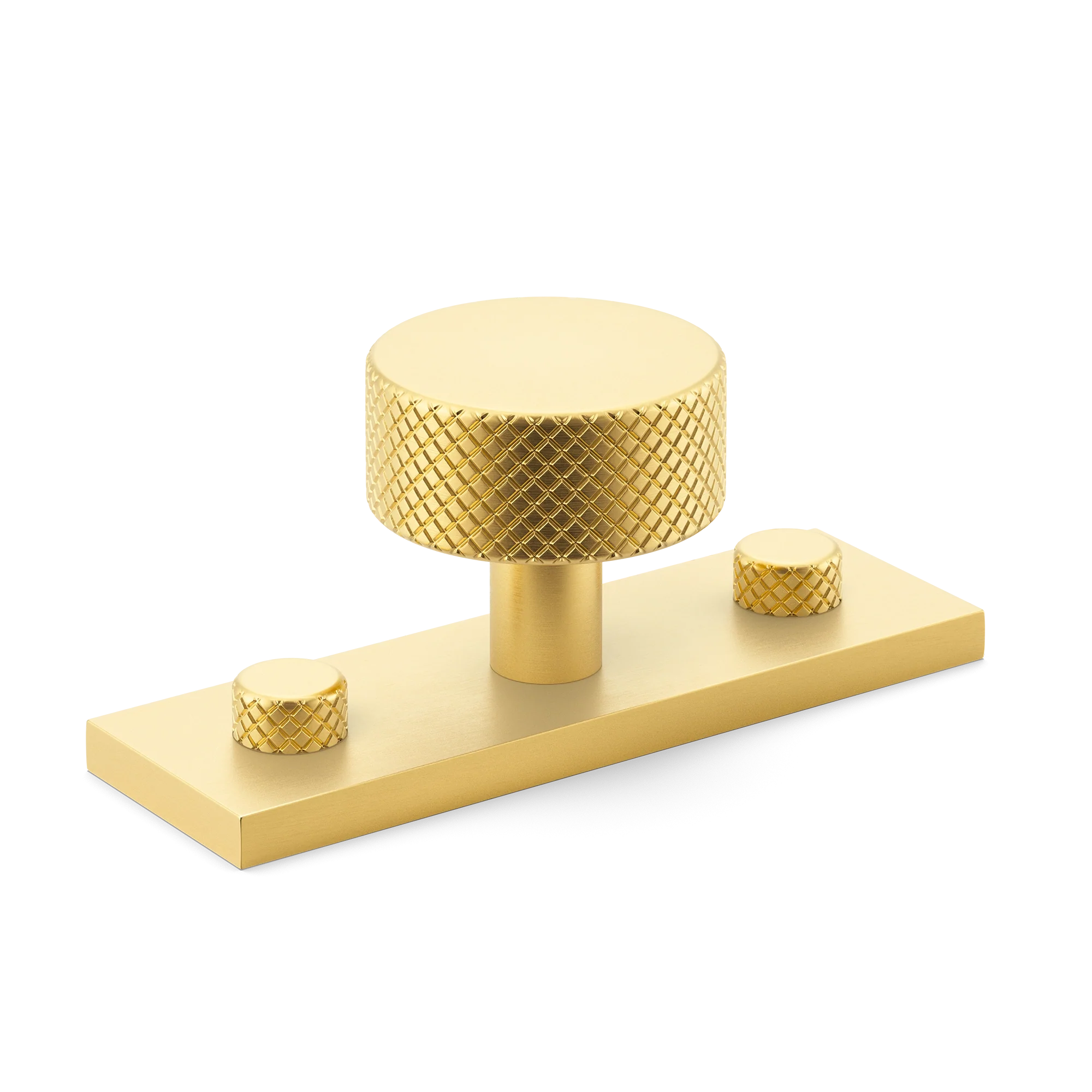 Armac Martin MIX Diamond Knurled Cabinet Knob & Backplate in 54mm / Satin Brass Lacquered