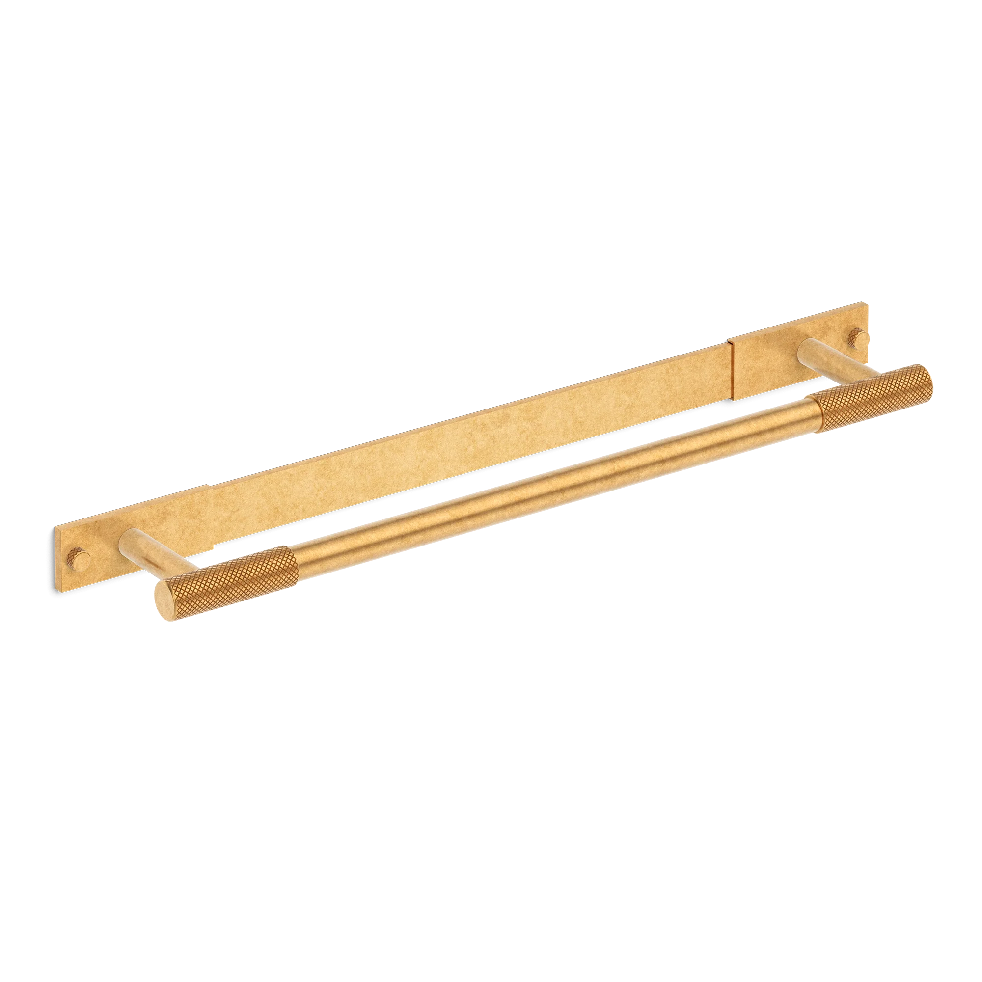 Armac Martin MIX Diamond Knurled Bath Towel Rail & Backplate in 450mm / Burnished Brass