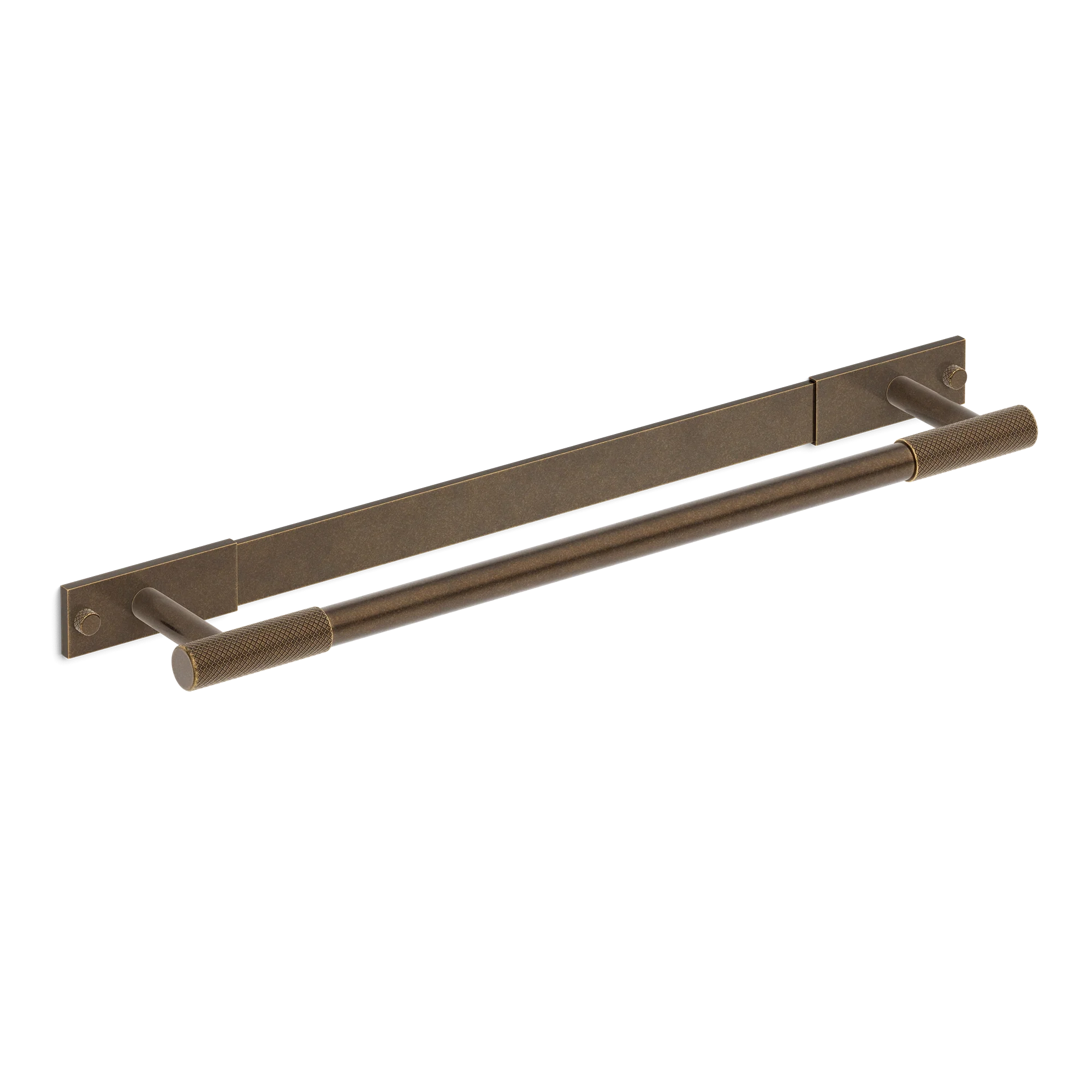 Armac Martin MIX Diamond Knurled Bath Towel Rail & Backplate in 450mm / Dark Aged Brass