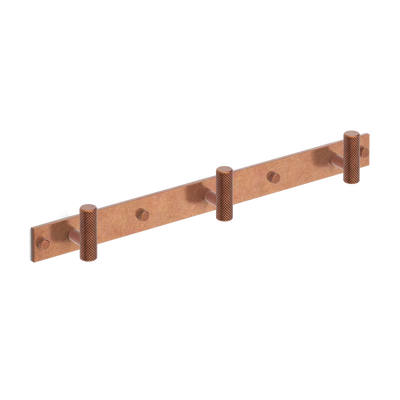 Armac Martin MIX Diamond Knurled Wall Hook Rack in 384mm (3 hooks) / Aged Copper