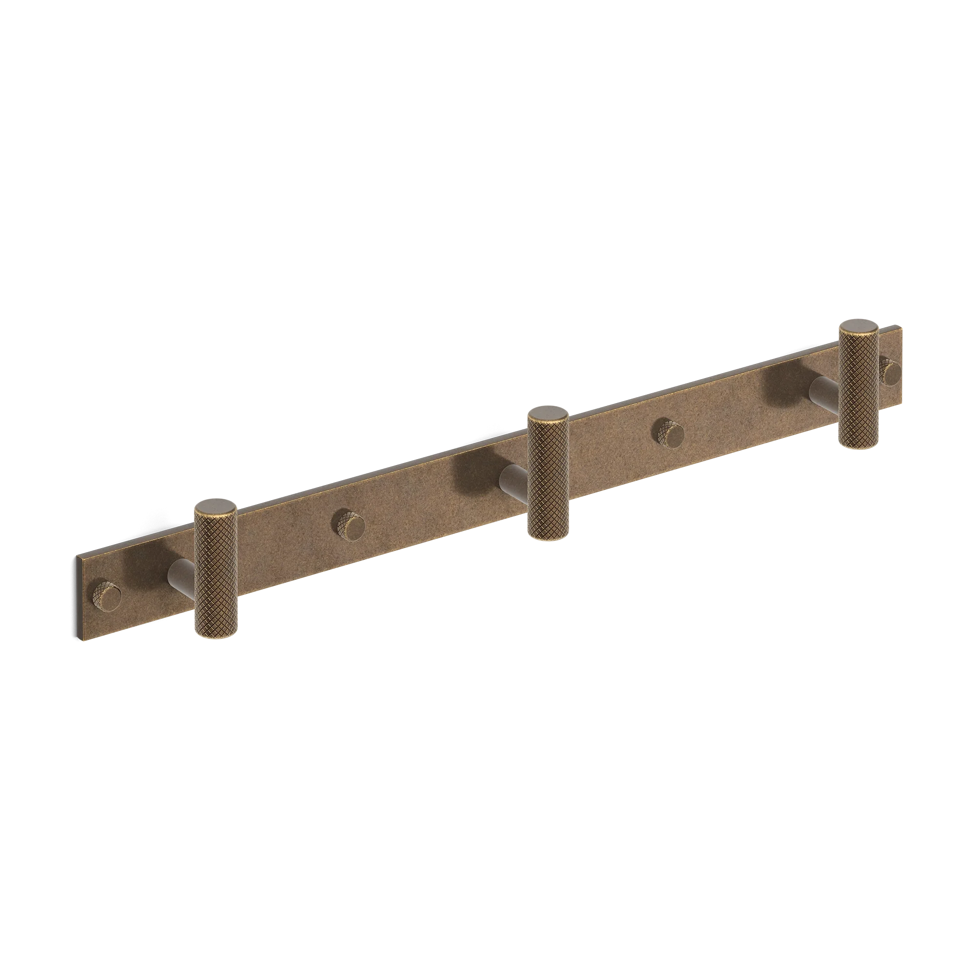 Armac Martin MIX Diamond Knurled Wall Hook Rack in 384mm (3 hooks) / Dark Aged Brass