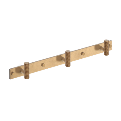 Armac Martin MIX Diamond Knurled Wall Hook Rack in 384mm (3 hooks) / Fine English Antique