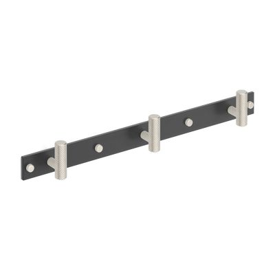 Armac Martin MIX Diamond Knurled Wall Hook Rack - Mixed Finish in 384mm (3 hooks)