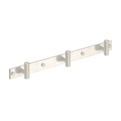 Armac Martin MIX Diamond Knurled Wall Hook Rack in 384mm (3 hooks) / Barrelled Nickel Plate