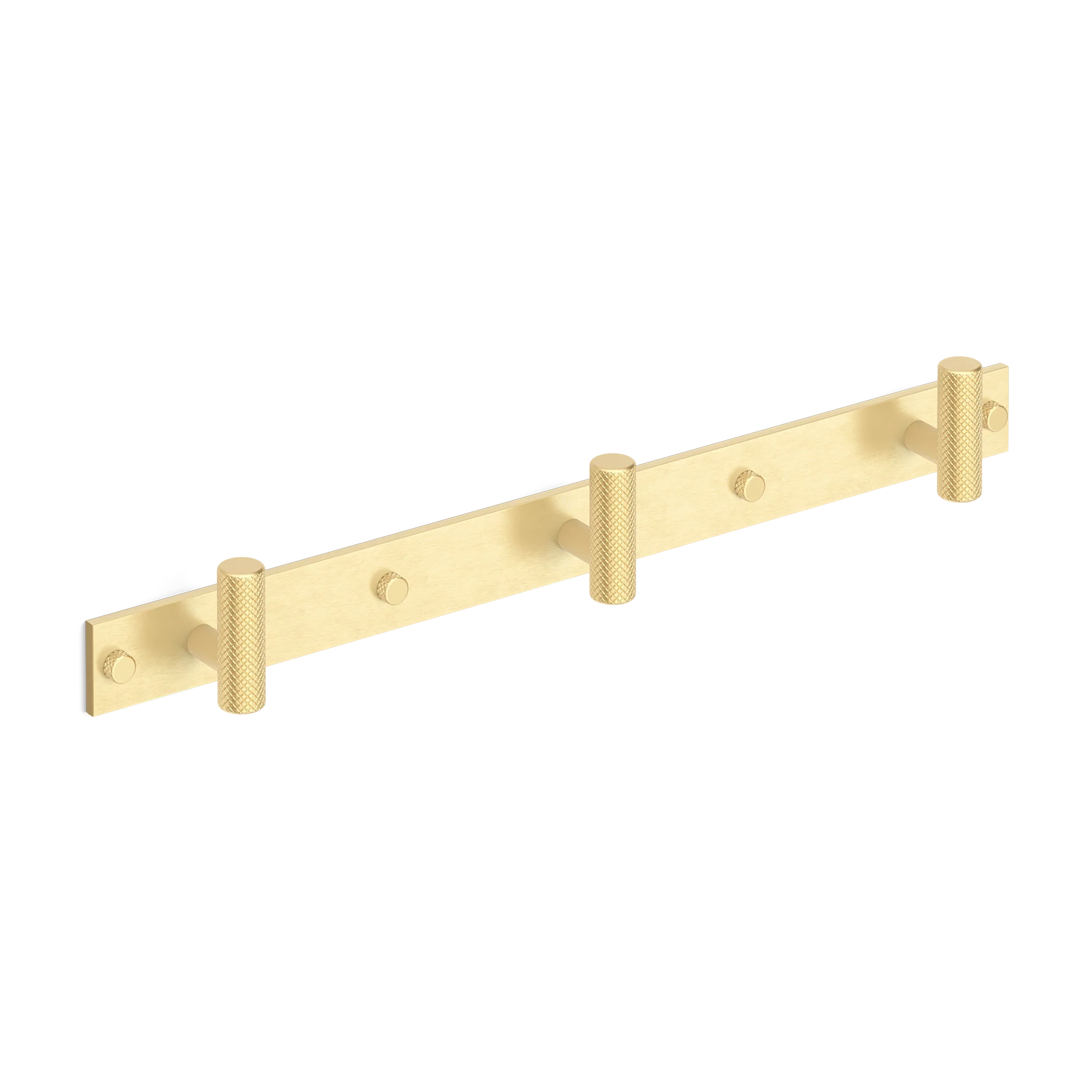Armac Martin MIX Diamond Knurled Wall Hook Rack in 384mm (3 hooks) / Satin Brass Unlacquered