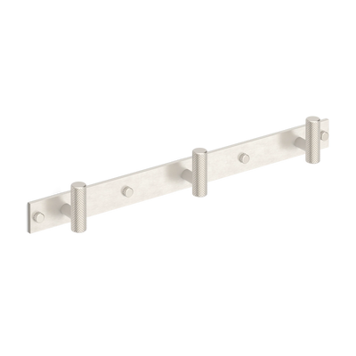 Armac Martin MIX Diamond Knurled Wall Hook Rack in 384mm (3 hooks) / Satin Nickel Plate