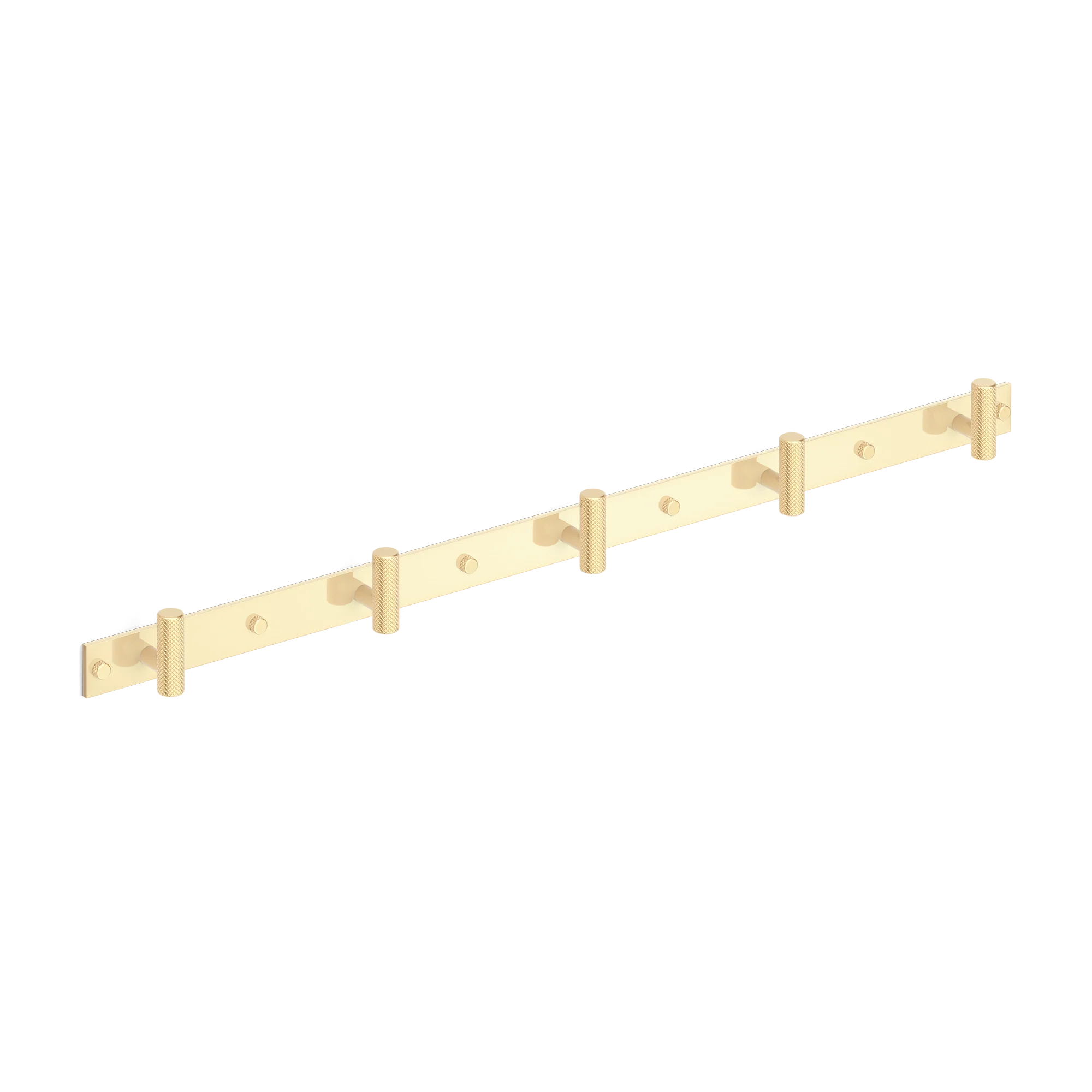 Armac Martin MIX Diamond Knurled Wall Hook Rack in 684mm (5 hooks) / Polished Brass Unlacquered