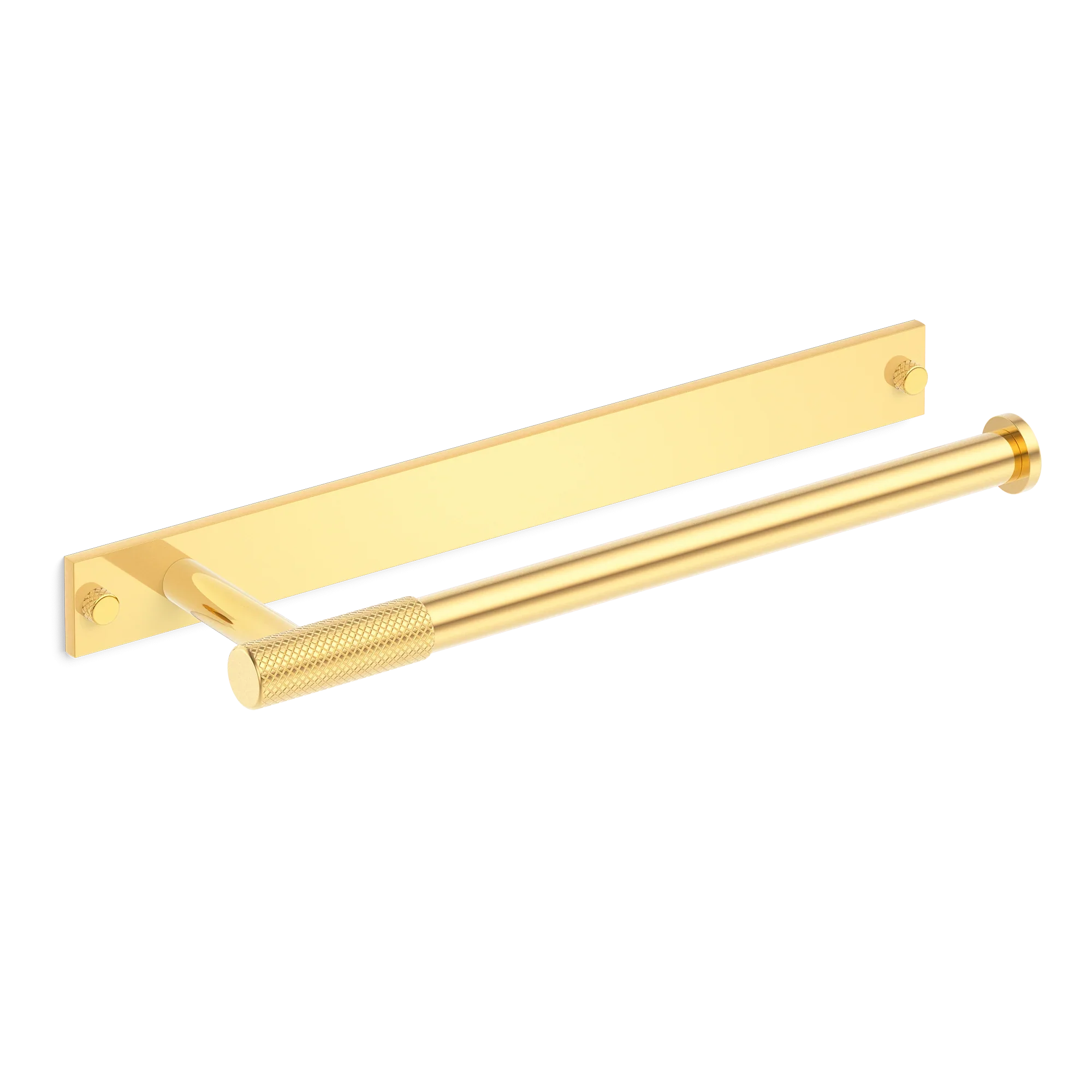 Armac Martin MIX Diamond Knurled Hand Towel Rail & Backplate in 250mm / Polished Brass Lacquered
