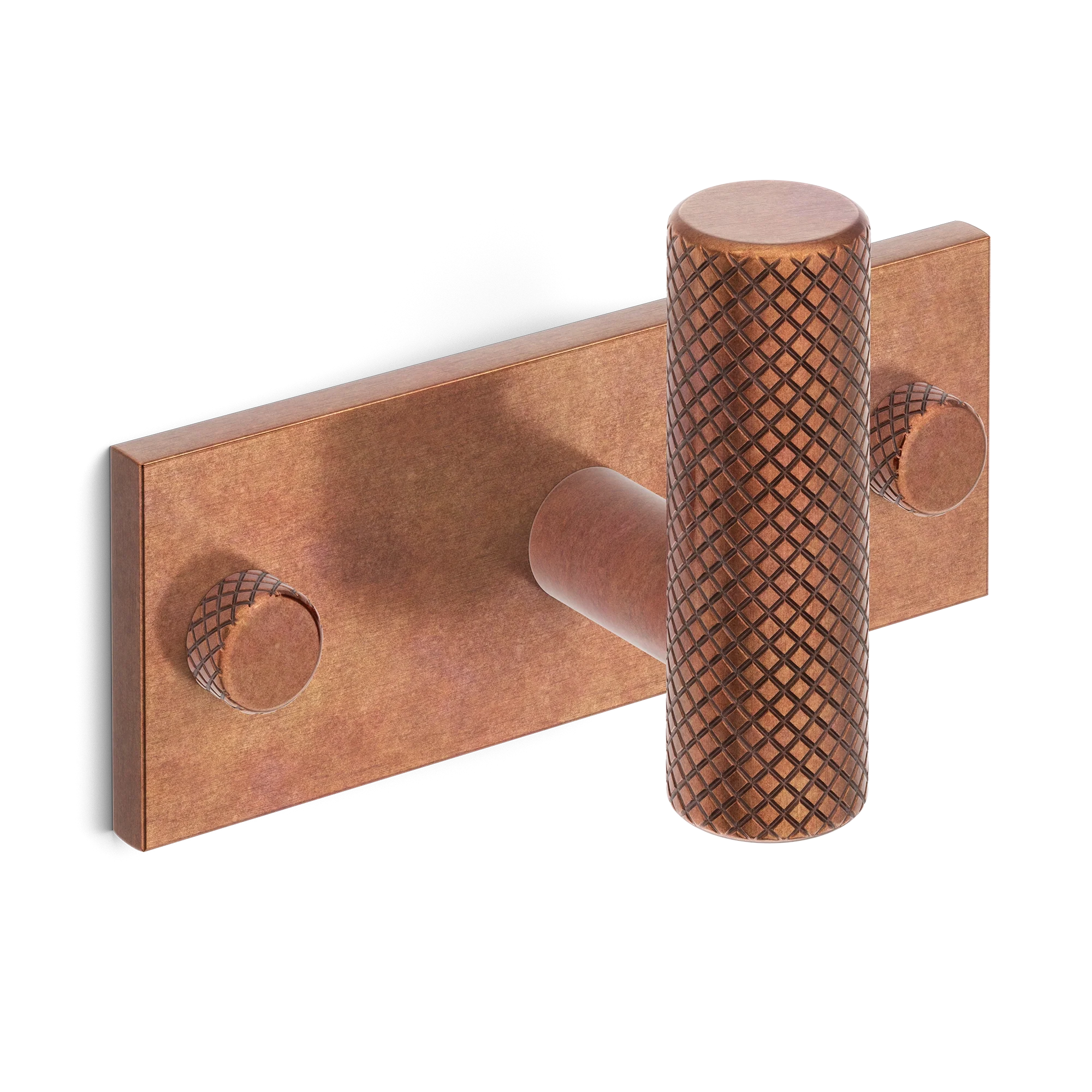 Armac Martin MIX Diamond Knurled Single Horizontal Wall Hook in 84mm / Aged Copper