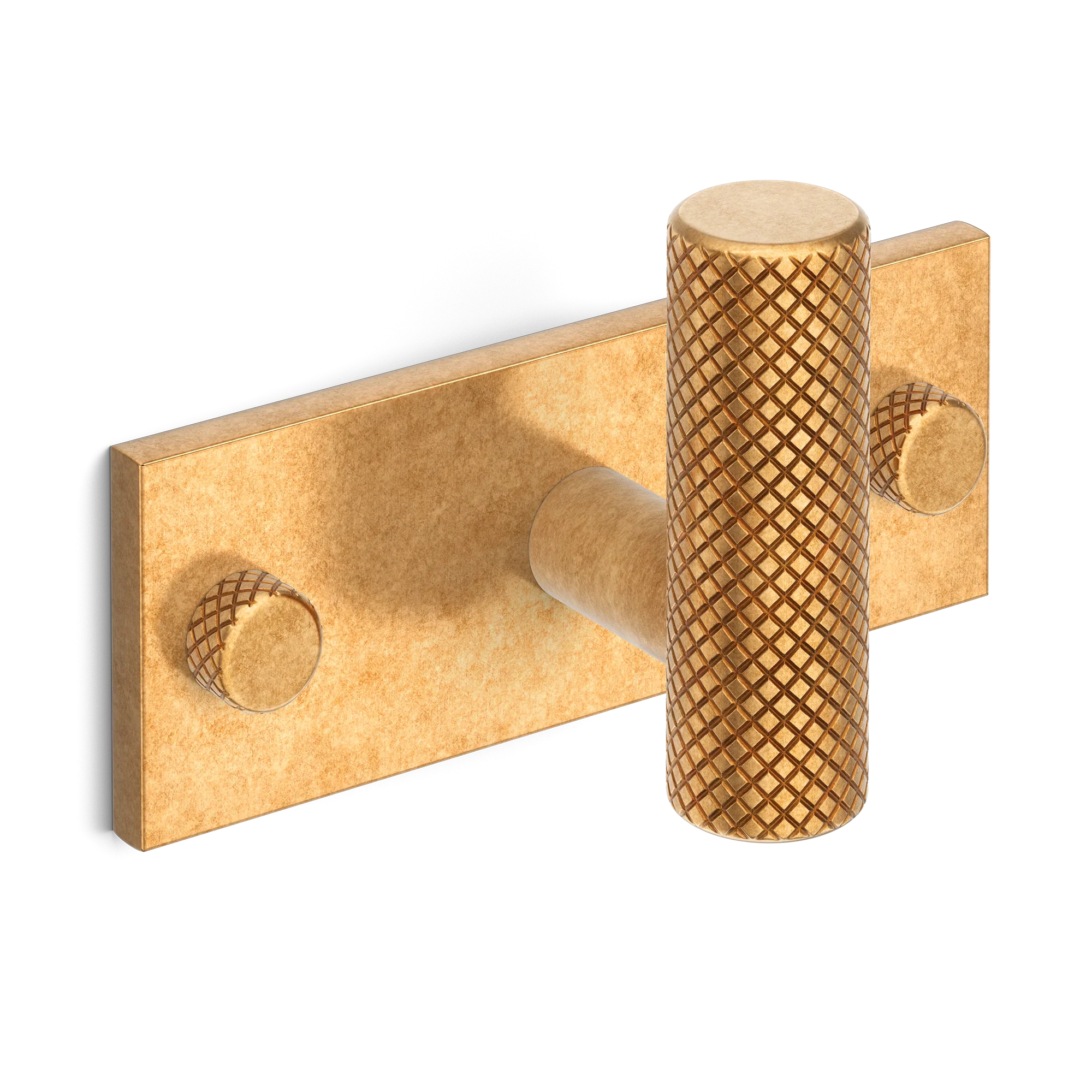 Armac Martin MIX Diamond Knurled Single Horizontal Wall Hook in 84mm / Burnished Brass