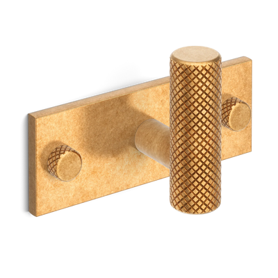 Armac Martin MIX Diamond Knurled Single Horizontal Wall Hook in 84mm / Burnished Brass