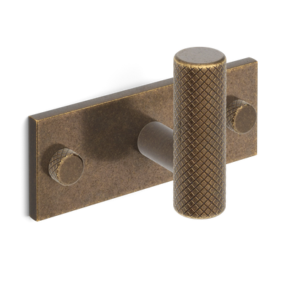 Armac Martin MIX Diamond Knurled Single Horizontal Wall Hook in 84mm / Dark Aged Brass