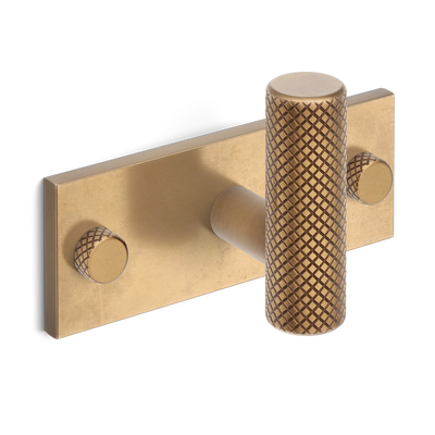 Armac Martin MIX Diamond Knurled Single Horizontal Wall Hook in 84mm / Fine English Antique