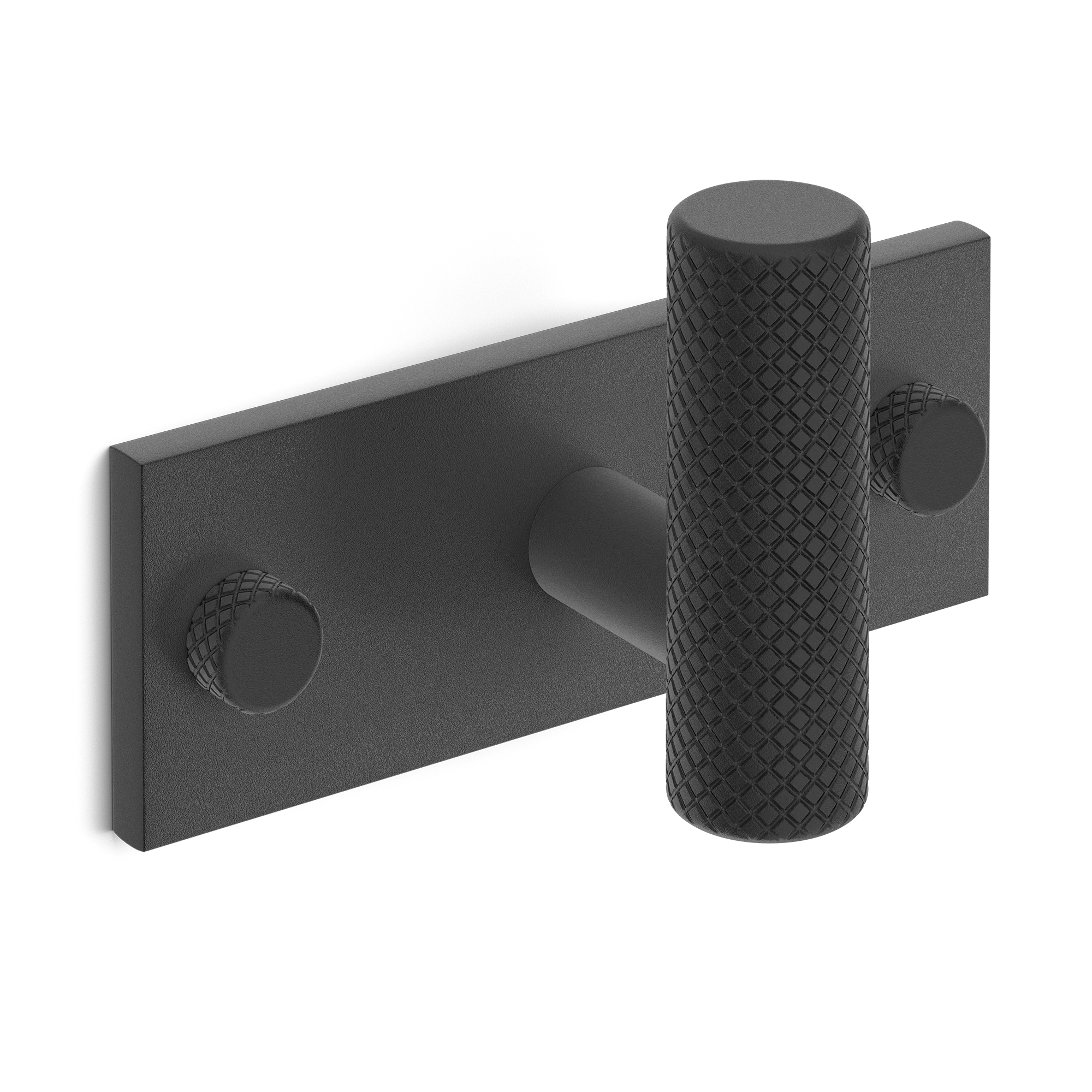 Armac Martin MIX Diamond Knurled Single Horizontal Wall Hook in 84mm / Matt Black Lacquered