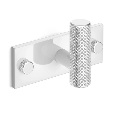 Armac Martin MIX Diamond Knurled Single Horizontal Wall Hook in 84mm / Polished Chrome Plate