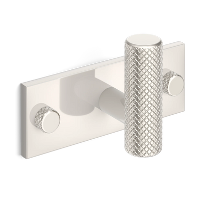 Armac Martin MIX Diamond Knurled Single Horizontal Wall Hook in 84mm / Polished Nickel Plate
