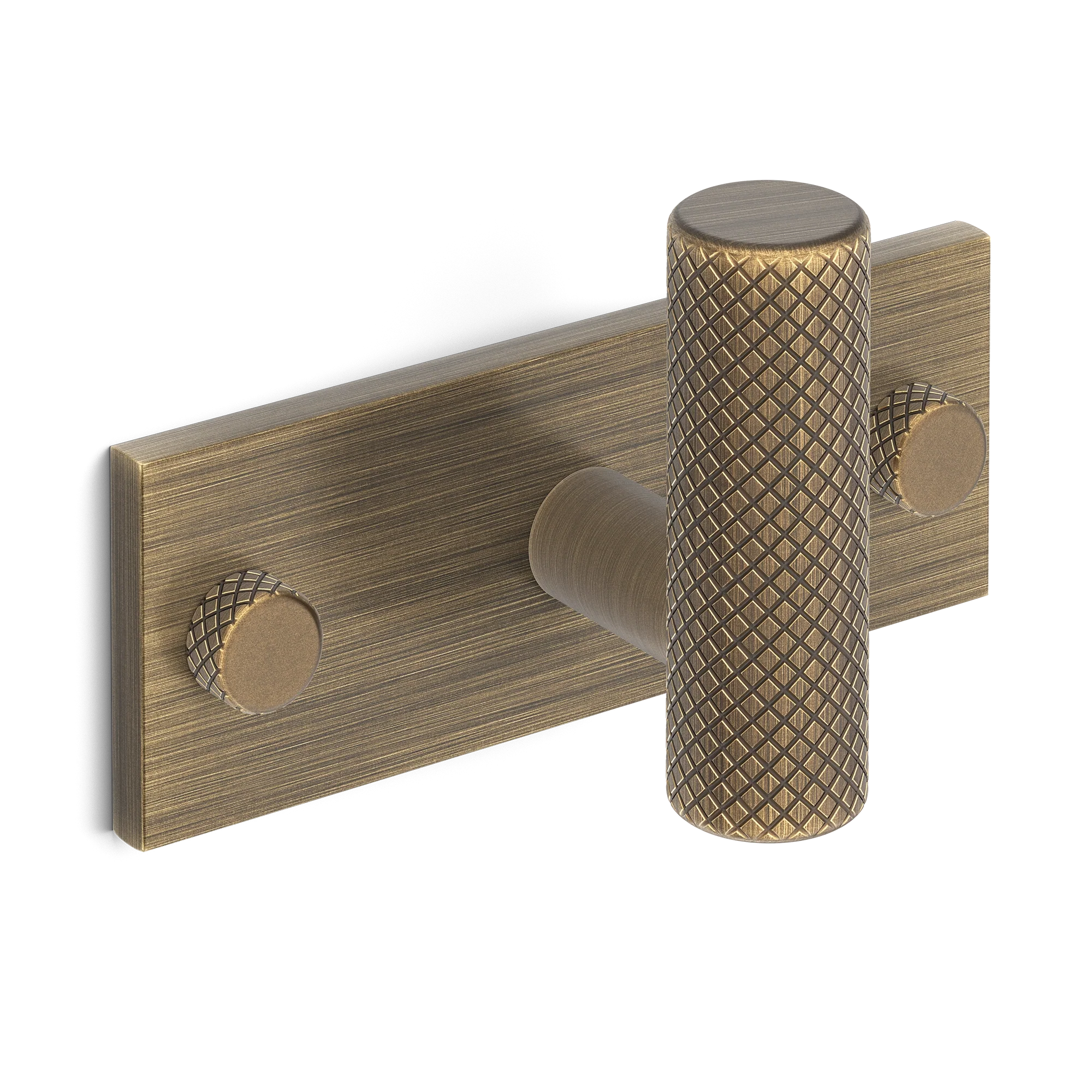 Armac Martin MIX Diamond Knurled Single Horizontal Wall Hook in 84mm / Satin Antique Satin Lacquered