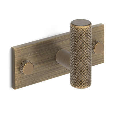 Armac Martin MIX Diamond Knurled Single Horizontal Wall Hook in 84mm / Satin Antique Satin Lacquered