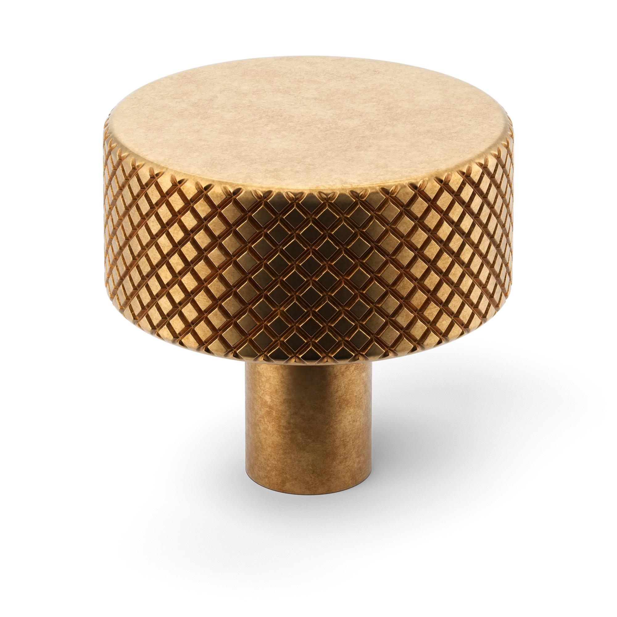 Armac Martin MIX Diamond Knurled Cabinet Knob in 32mm / Burnished Brass