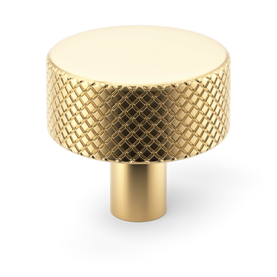 Armac Martin MIX Diamond Knurled Cabinet Knob in 32mm / Polished Brass Unlacquered