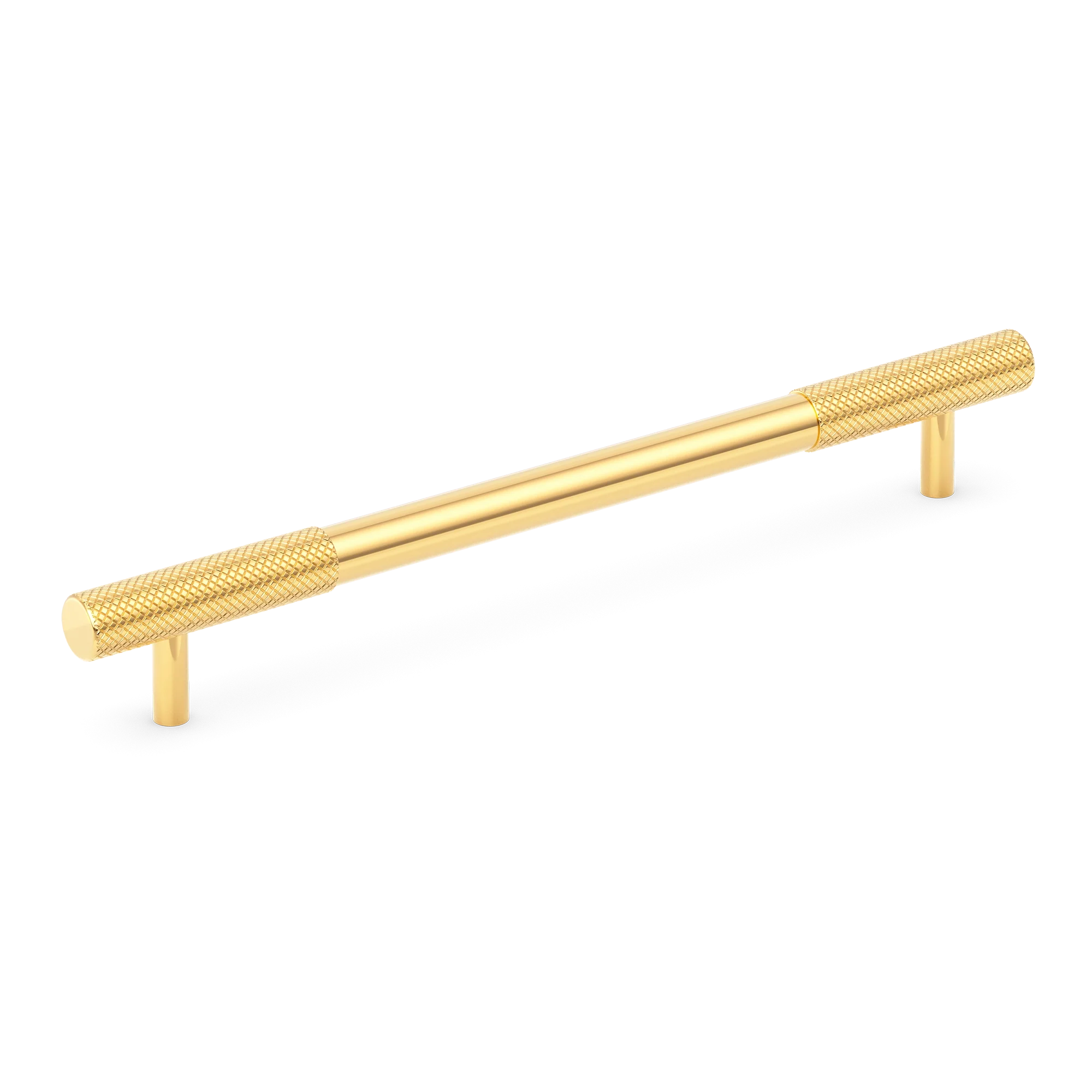 Armac Martin MIX Diamond Knurled Cabinet Handle in 128mm / Polished Brass Lacquered