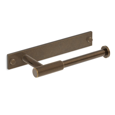 Armac Martin MIX Diamond Knurled Toilet Roll Holder & Backplate in 232mm / Dark Aged Brass