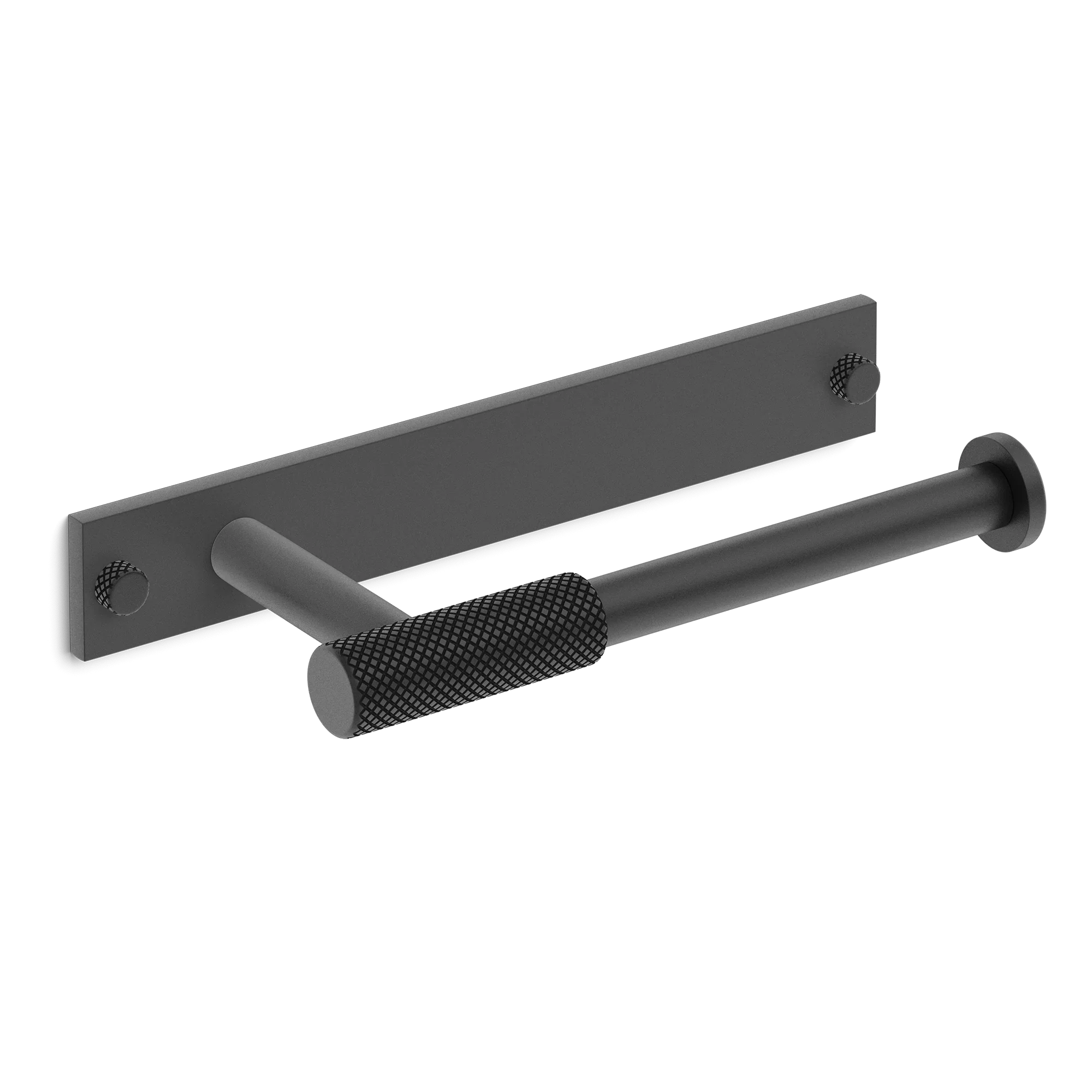 Armac Martin MIX Diamond Knurled Toilet Roll Holder & Backplate in 232mm / Matt Black Lacquered