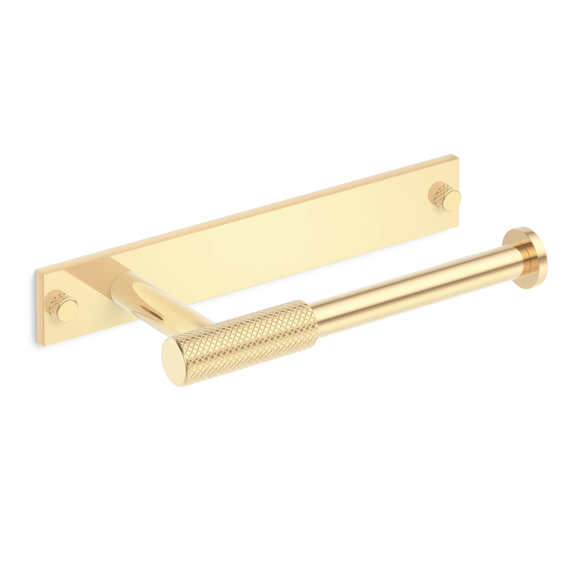 Armac Martin MIX Diamond Knurled Toilet Roll Holder & Backplate in 232mm / Polished Brass Unlacquered