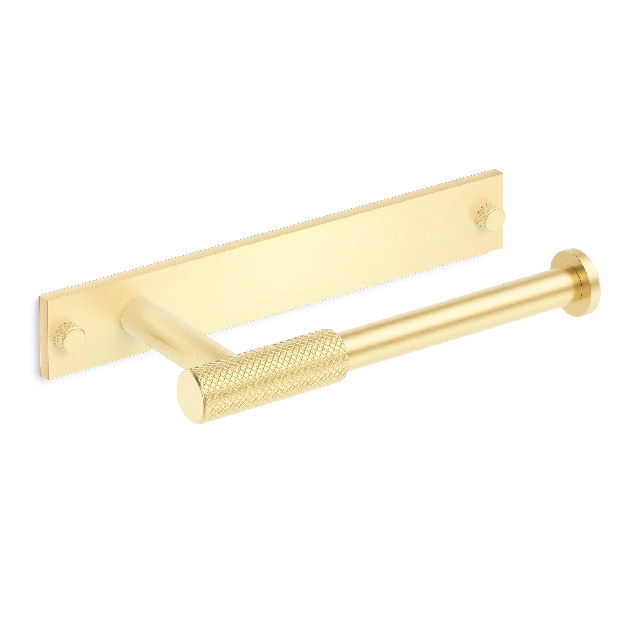 Armac Martin MIX Diamond Knurled Toilet Roll Holder & Backplate in 232mm / Satin Brass Unlacquered