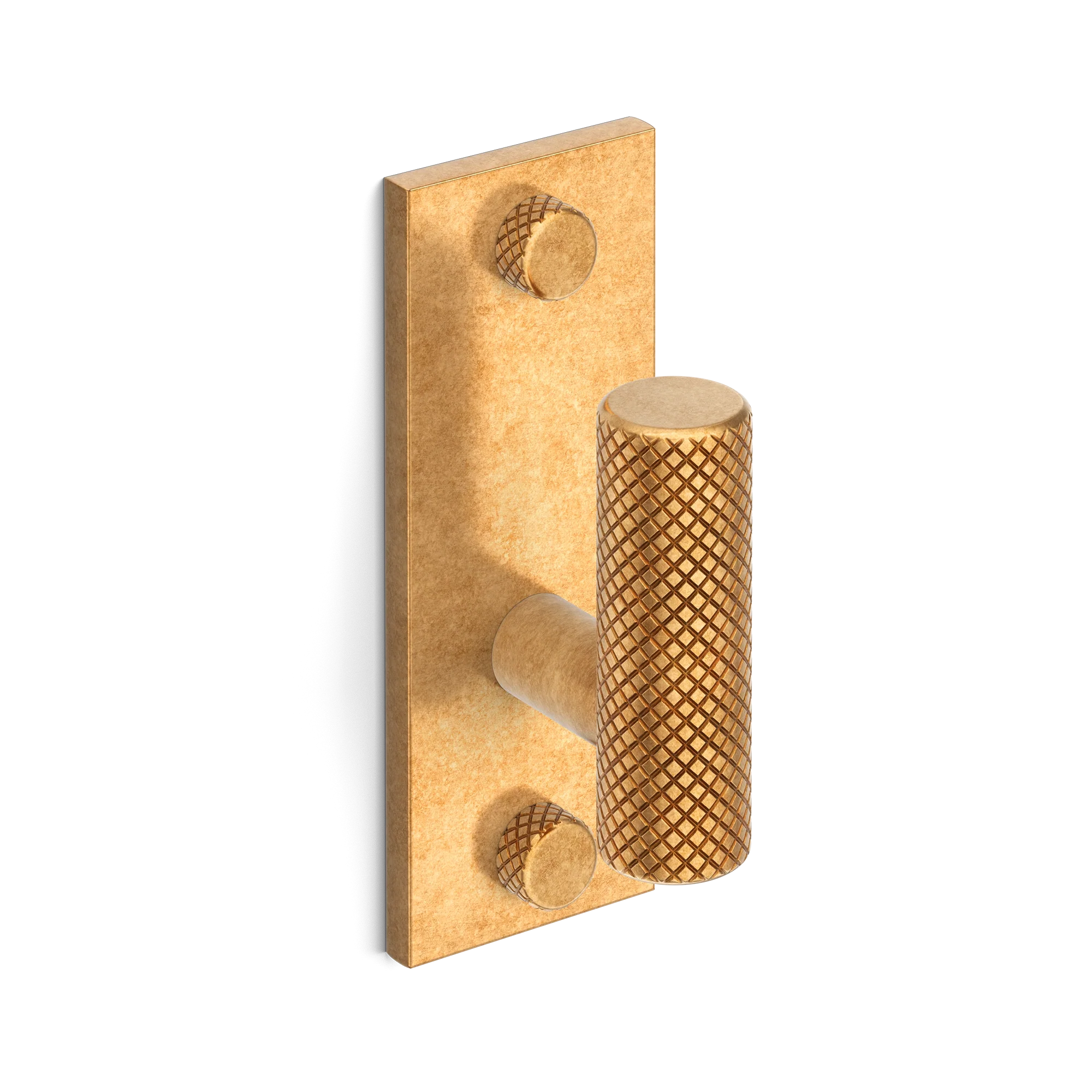 Armac Martin MIX Diamond Knurled Single Vertical Wall Hook in 84mm / Burnished Brass