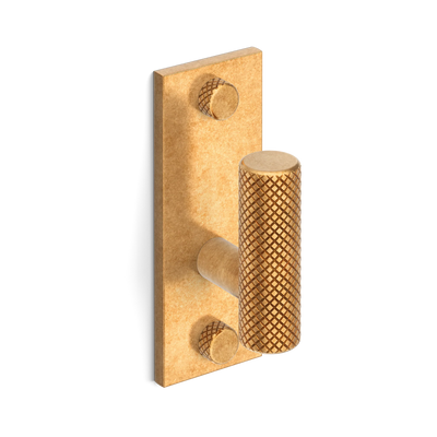 Armac Martin MIX Diamond Knurled Single Vertical Wall Hook in 84mm / Burnished Brass