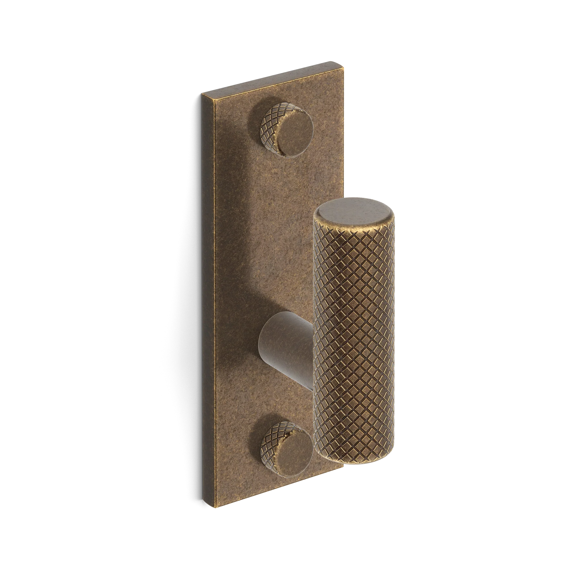 Armac Martin MIX Diamond Knurled Single Vertical Wall Hook in 84mm / Dark Aged Brass