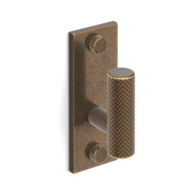 Armac Martin MIX Diamond Knurled Single Vertical Wall Hook in 84mm / Dark Aged Brass