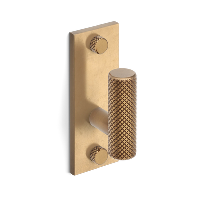Armac Martin MIX Diamond Knurled Single Vertical Wall Hook in 84mm / Fine English Antique