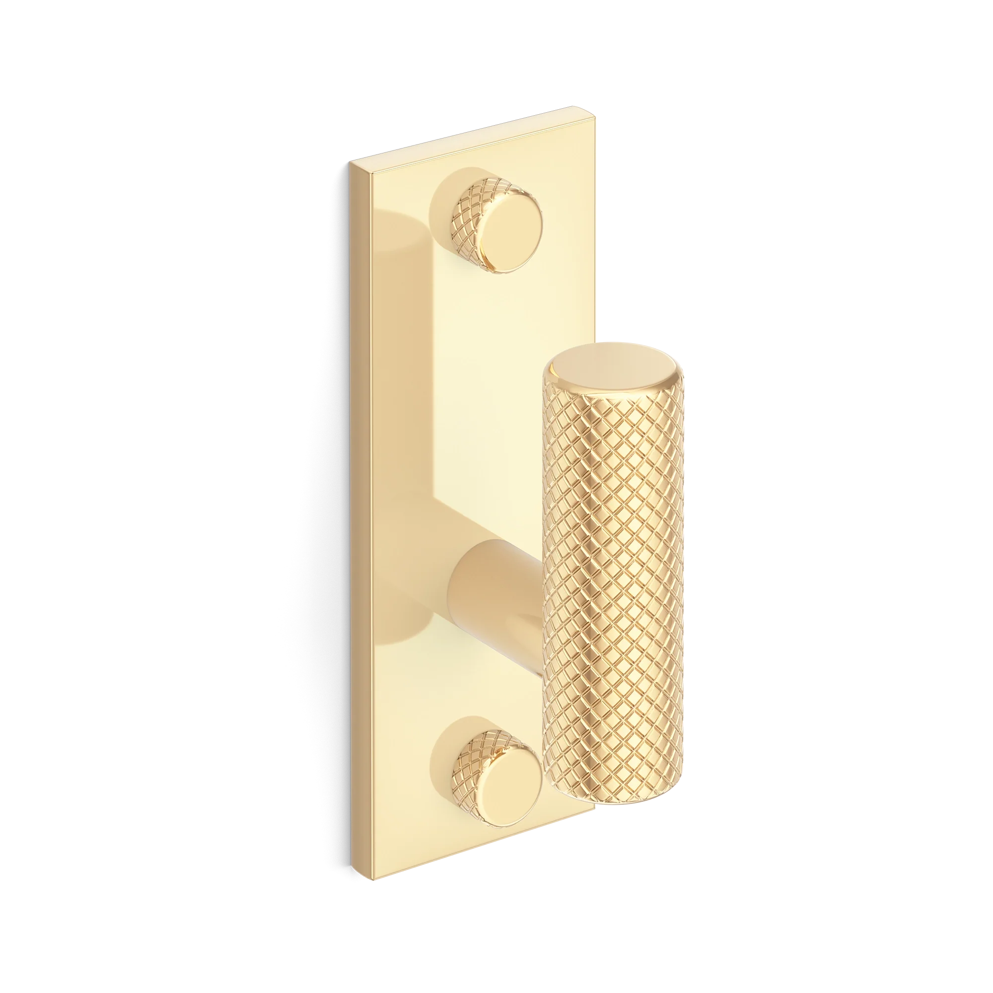 Armac Martin MIX Diamond Knurled Single Vertical Wall Hook in 84mm / Polished Brass Unlacquered
