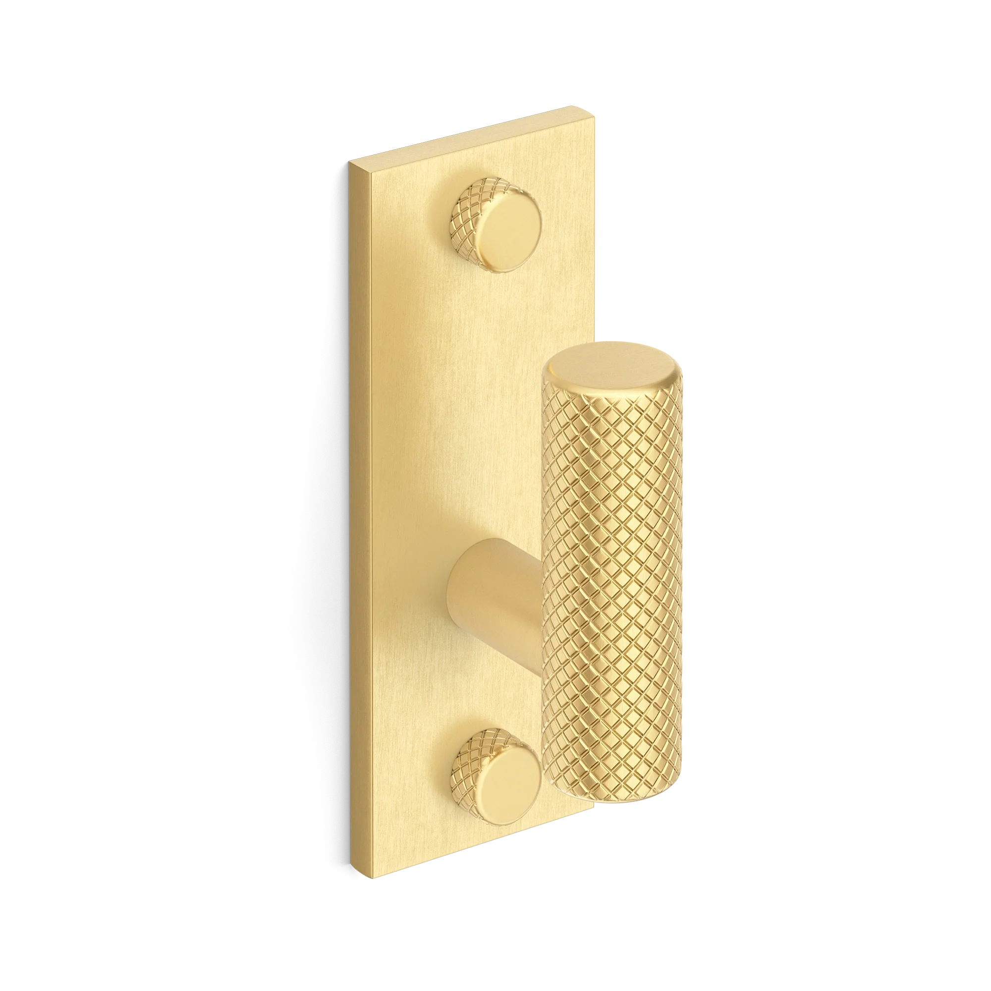 Armac Martin MIX Diamond Knurled Single Vertical Wall Hook in 84mm / Satin Brass Satin Lacquered