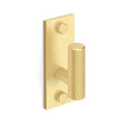 Armac Martin MIX Diamond Knurled Single Vertical Wall Hook in 84mm / Satin Brass Satin Lacquered