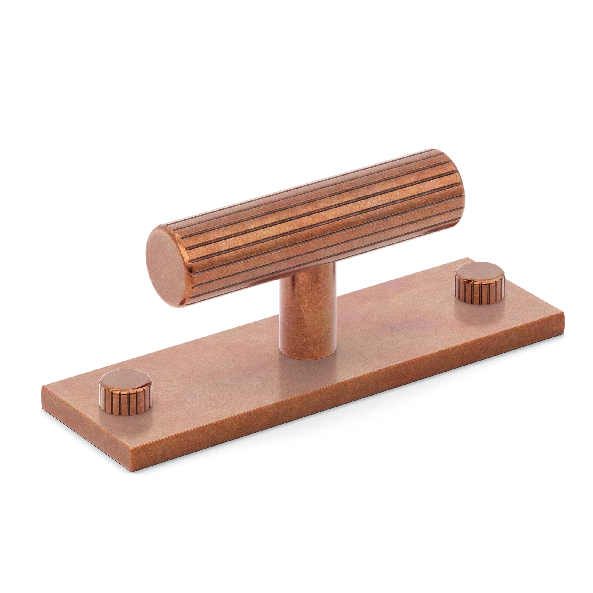 Armac Martin MIX Straight Knurled T-bar Handle & Backplate in 65mm / Aged Copper