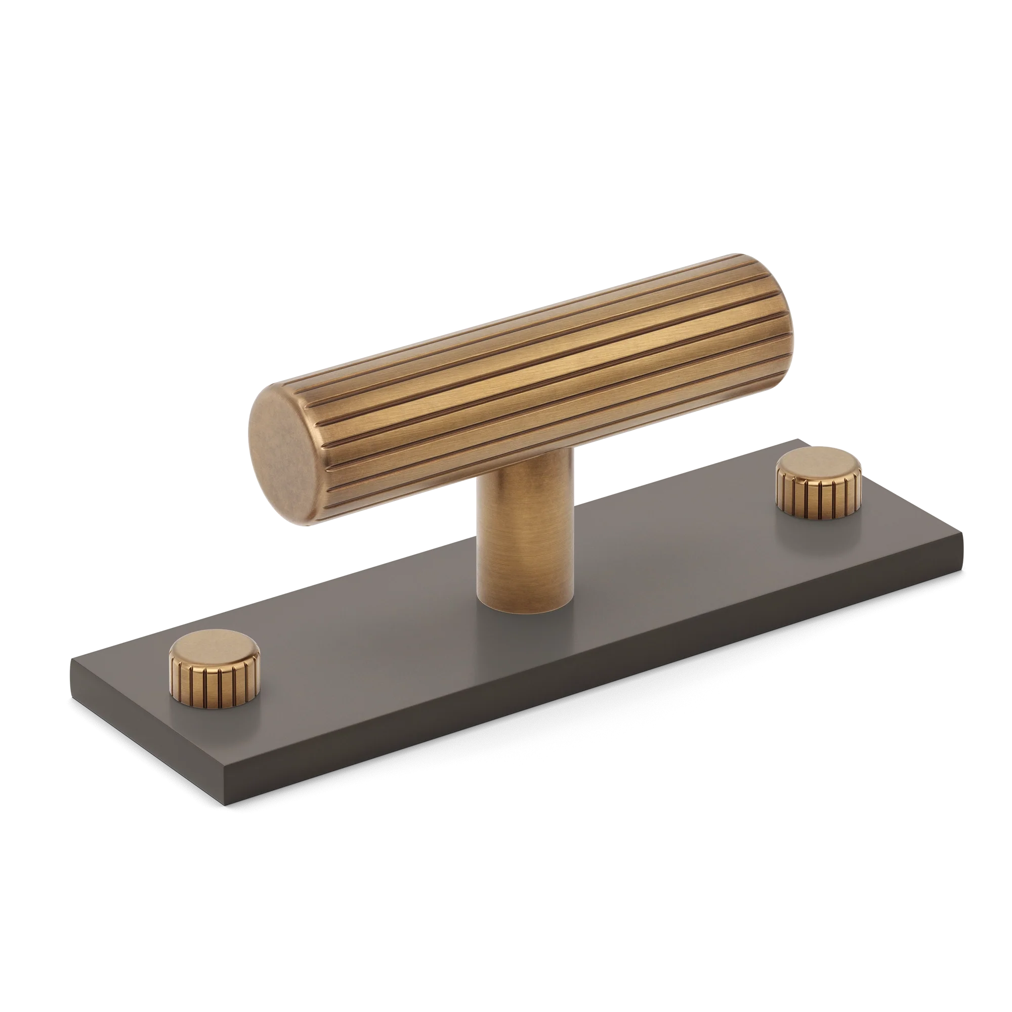 Armac Martin MIX Straight Knurled T-bar Handle & Backplate - Mixed Finish in 65mm